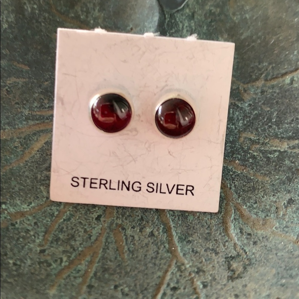 Garnet Sterling Silver Studs 2
